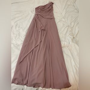 David’s Bridal One Shoulder Iris Georgette Size 2 Georgette Bridesmaid Dress